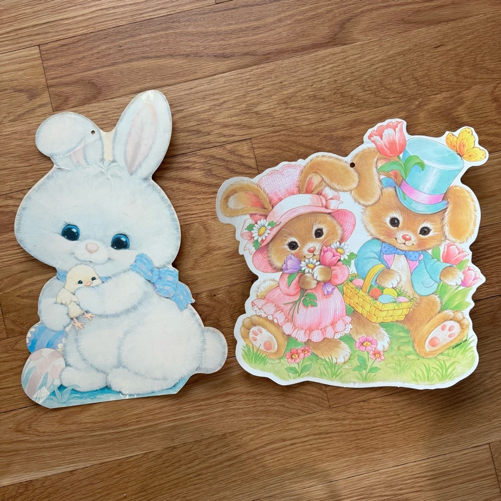 Vintage Easter Bunny Cutouts (lot of 2)